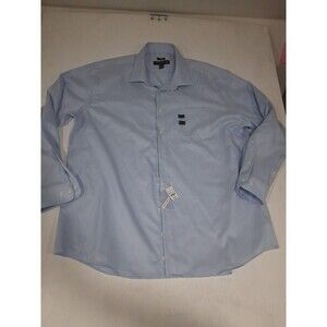 Pronto Uomo Mens Warehouse Dress Shirt Babg Blue Slim Fit 19 36/37 Tall Non Iron